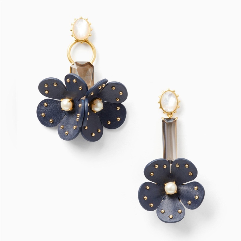KATE SPADE blooming leather asymmetrical earrings
